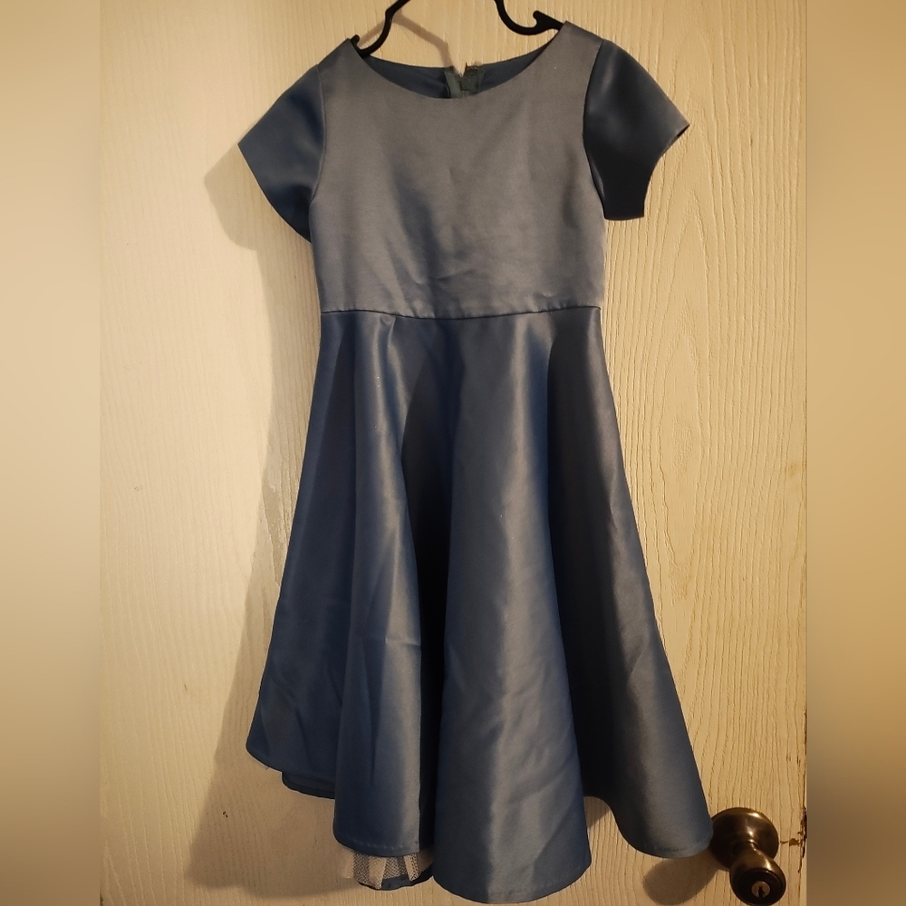 Hand Crafted Satin Blue Kids Dress